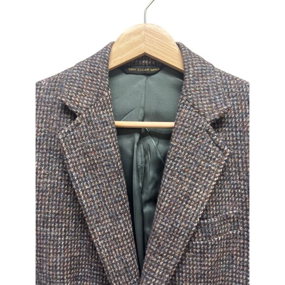Harris Tweed Vintage 90's Gray Wool Houndstooth Tailored Blazer - Picture 3 of 9
